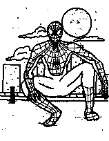coloriage spiderman sur toit 